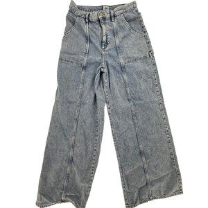 Vintage Lee Workwear Womens Wide-Leg Denim Jeans, Size 30, High-Waist Relax Fit